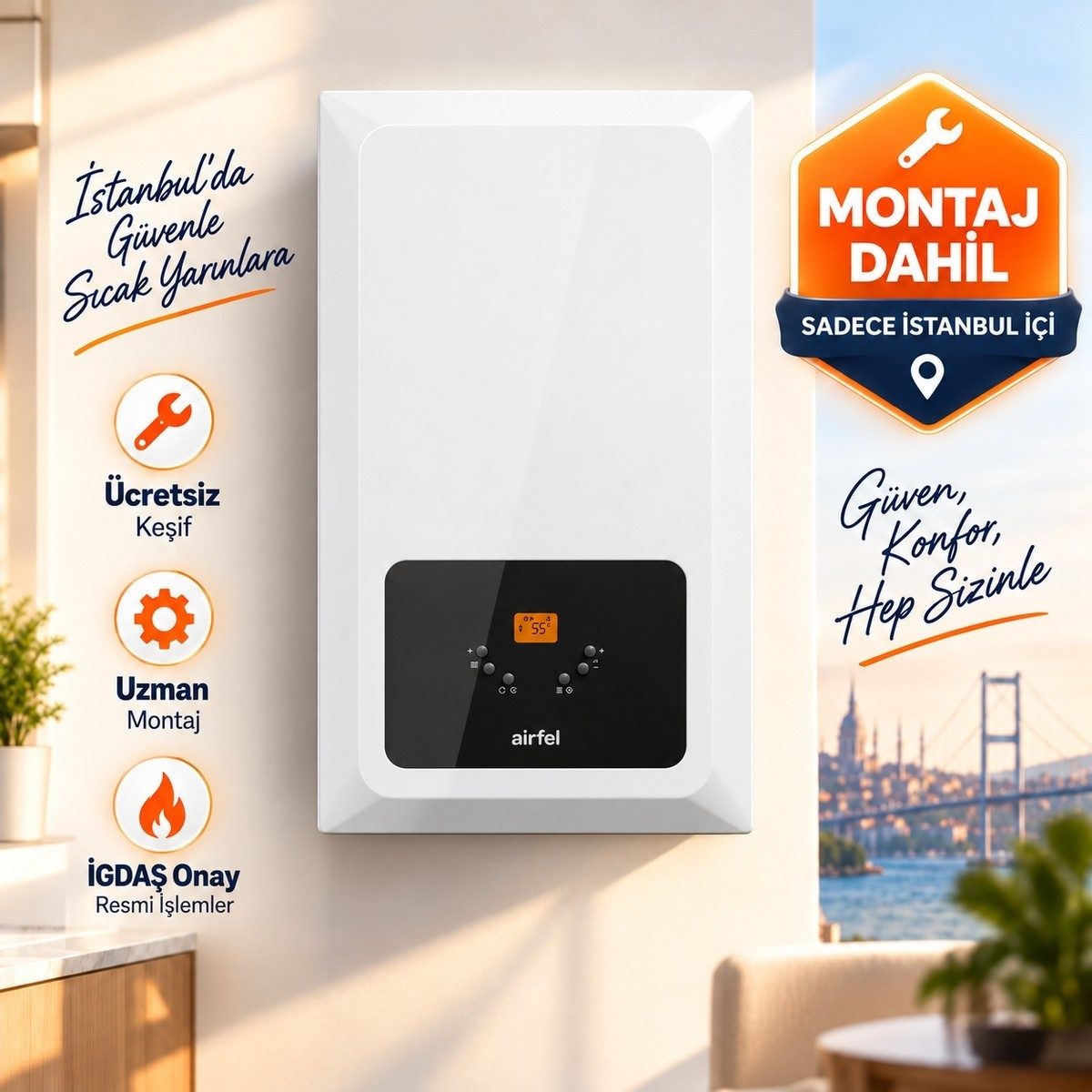Airfel Maestro Optimum Premix 20/24 Kw Tam Yoğuşmalı Kombi (Istanbul Içi Montaj Dahil) HBCV0000LU1PAW