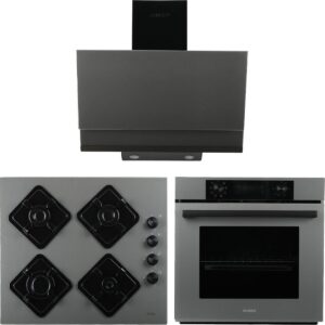 Alveus 3’lü Ankastre Set Gri Modern (Cam Ocak + 8 Fonksiyon Fırın + Davlumbaz) HBCV0000DQHRP1