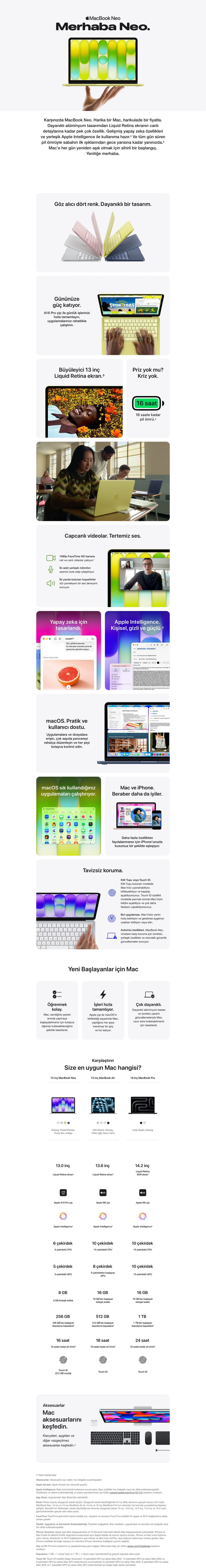 Apple MacBook Neo A18 Pro 8GB 256GB SSD macOS 13" Taşınabilir Bilgisayar Puslu Sarı MHFD4TU/A