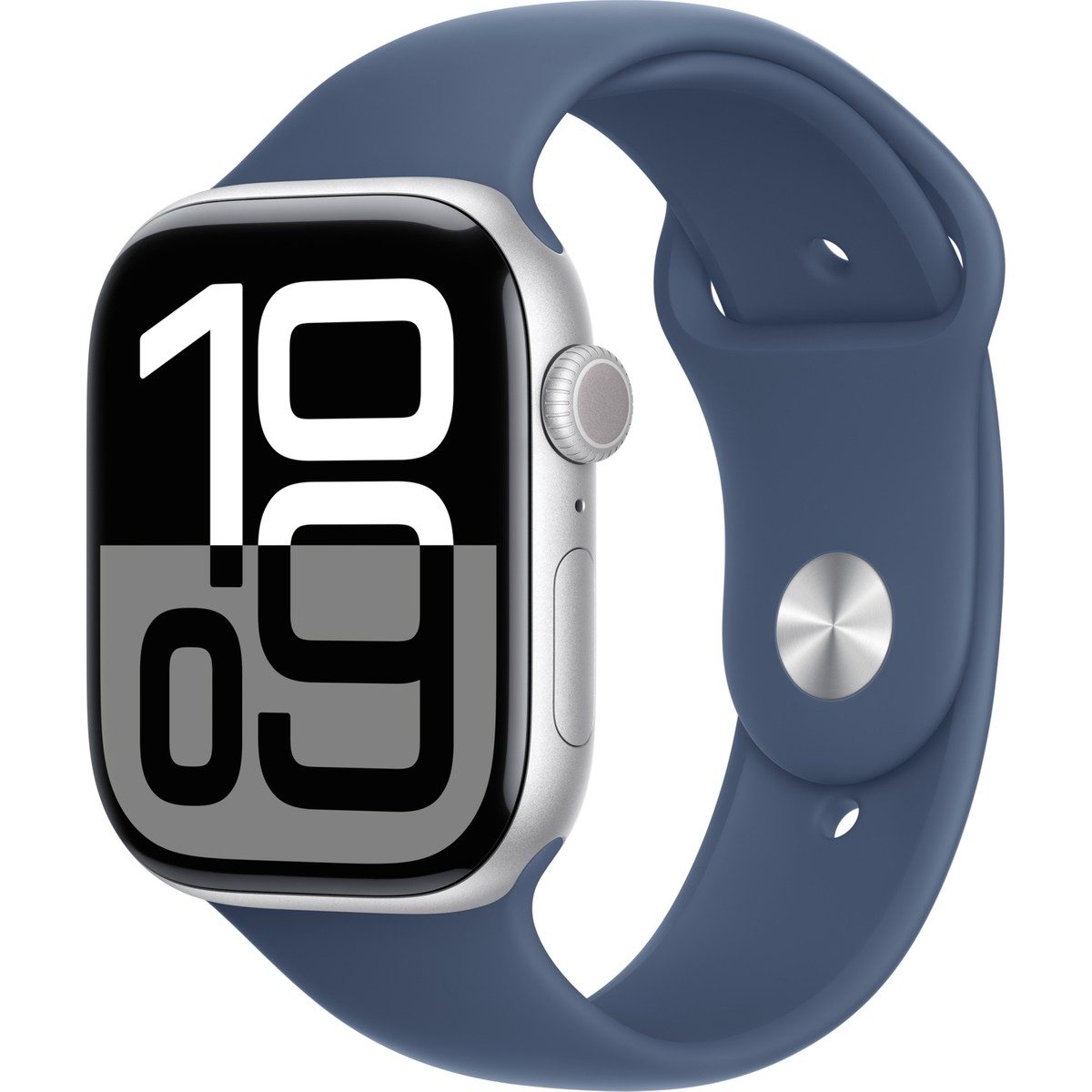 Apple Watch Series 10 GPS, 46 mm Gümüş Rengi Alüminyum Kasa ve Kot Rengi Spor Kordon - M/L — Giyilebilir Teknoloji
