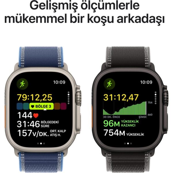 Apple Watch Ultra 3 Gps + Cellular, 49 mm Siyah Titanyum Kasa ve Siyah/kömür Trail loop – S/m