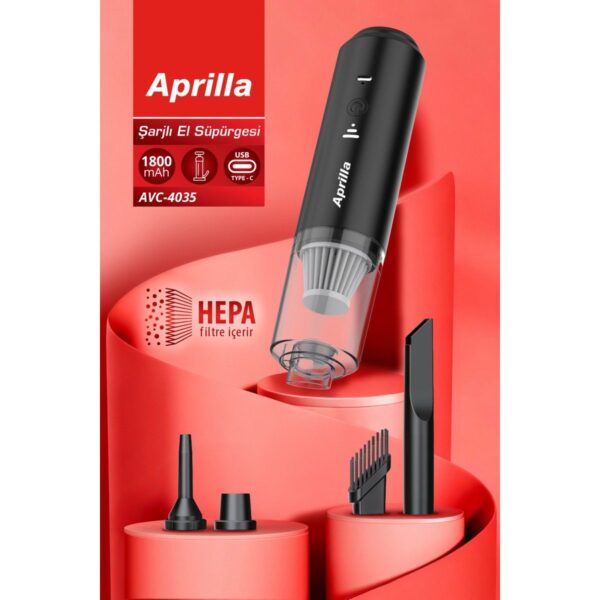 Aprilla AVC-4035 Şarjlı El Süpürgesi | 4 Başlık, Yıkanabilir Hepa Filtre, Type-C Şarj