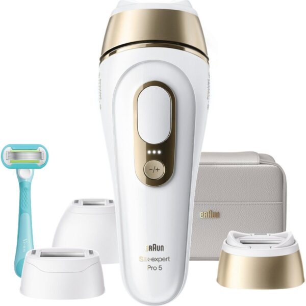 Braun Ipl Silk·expert Pro 5 Beyaz Kablolu IPL Cihazı, Cilt Temas Sensörü ve 3 Başlık ile Etkili Tüy Alma PL5311