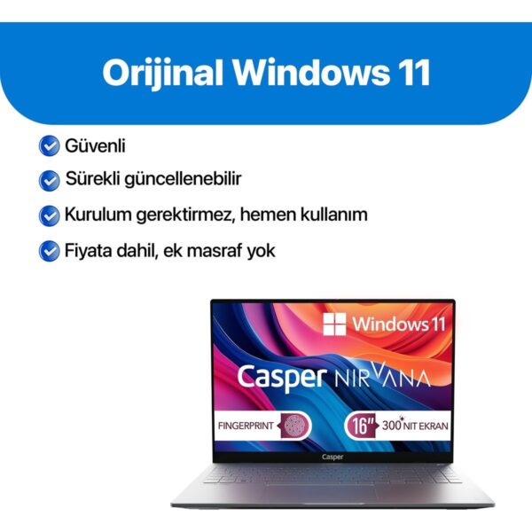 Casper Nirvana S100 300NIT i7-13620H 16GB DDR5 1TB SSD 16″ W11H Laptop S100.1362-BF00A-G-F