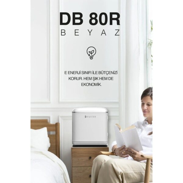 Dijitsu Retro Beyaz Çift Kapılı Mini Buzdolabı 47 lt Kapasite F Enerji Sınıfı Özellikleriyle