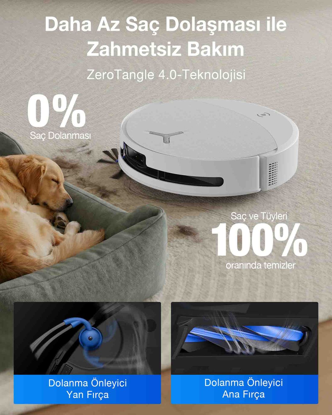 ECOVACS DEEBOT Robot Süpürge ve Paspas, 30.000 Pa Emiş Gücü, OZMO Roller 3.0, Triple Lift Teknolojisi, TruePass 4WD Engelleri Aşma, Akıllı Navigasyon, Temiz Su ile Basınçlı Yıkama