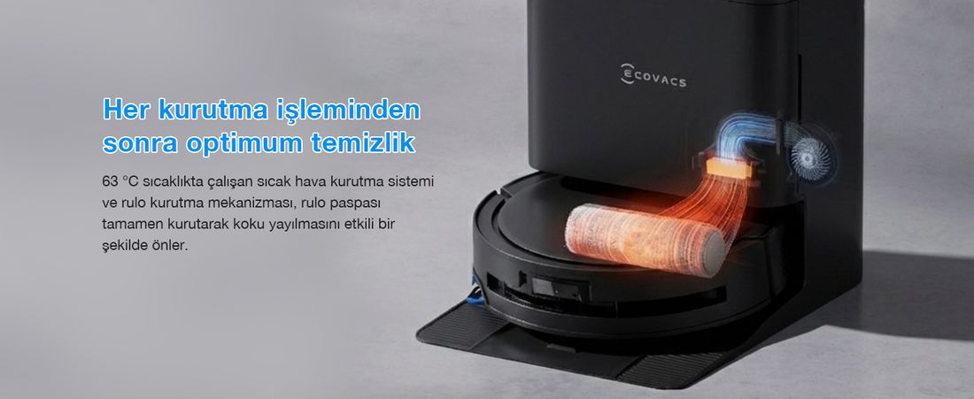 Ecovacs DEEBOT T80S Omni Robot Süpürge ve Paspas, 24.800 Pa Emiş Gücü, OZMO Roller 2.0 Paspas, ZeroTangle 3.0 Dolaşma Önleme, Triple Lift Özelliği, Sıcak Su ile Paspas ve Sıcak Hava ile Kurutma