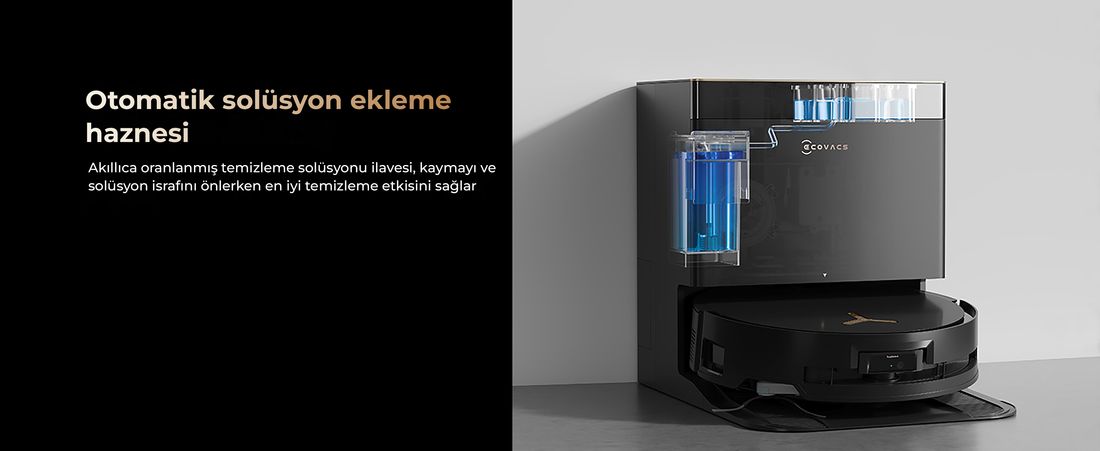 Ecovacs Deebot X8 Pro Omni Siyah Robot Süpürge ve Paspas 18000 Pa Emiş Gücü