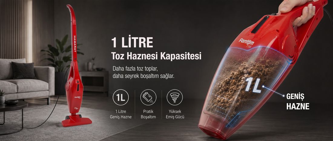 Fantom Hamarat P-1500 Toz Torbasız Elektrikli Süpürge