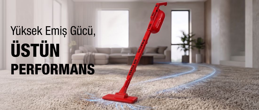 Fantom Pratic Aır Power P 1250 Kırmızı Dikey Süpürge Torbasız 1 L Toz Haznesi ile Güçlü Emiş