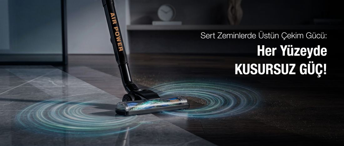 Fantom Pratic Aır Power P 1250 Siyah Torbasız Dönebilen Turbo Başlıklı Dikey Süpürge