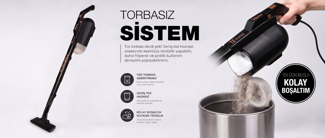 Fantom Pratıc-Xl P 1300 Toz Torbasız Dikey Süpürge Siyah