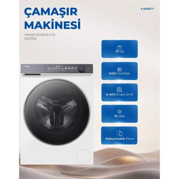 Haier HW100-B14367EUTR 10 kg Wi-Fi Bağlantılı 1400 Devir Çamaşır Makinesi