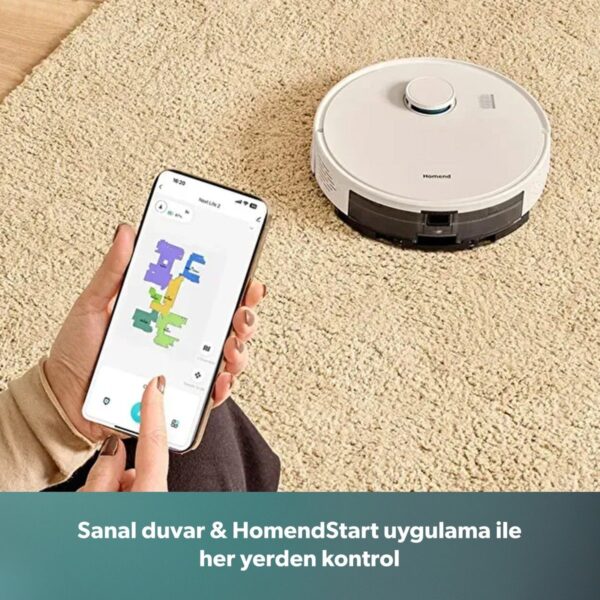 Homend Alex Laser Power 1289H Otomatik Boşaltım Sistemli Yeni Nesil Moplu 10 kPa Robot Süpürge Beyaz
