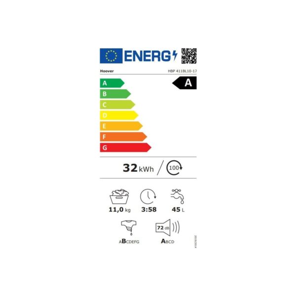 Hoover Hbp 411BL10-17 11 kg Wi-Fi Bağlantılı 1400 Devir Çamaşır Makinesi