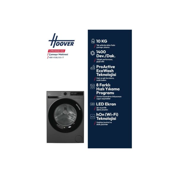 Hoover Hbr 410BL10G-17 10 kg Wi-Fi Bağlantılı 1400 Devir Çamaşır Makinesi