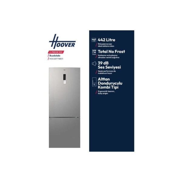 Hoover HOCG5T718EX1 E Enerji Sınıfı 442 Lt Wi-Fi Bağlantılı Kombi Tipi No Frost Buzdolabı