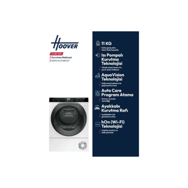 Hoover NDPH 11A2TCBEXS17 11 kg Wi-Fi Bağlantılı Isı Pompalı Kurutma Makinesi