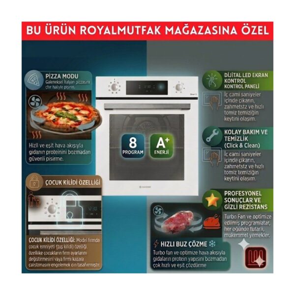 Hoover Roma / Beyaz Cam Dijital Turbo Ankastre Set (HO3158W+ HVW6MW +HDG6C1GWTK)