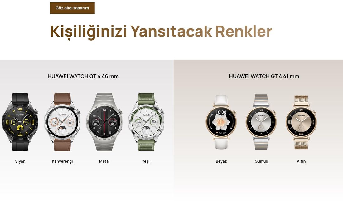 HUAWEI Watch GT4 41mm - Su Geçirmez Tasarım, Adımsayar ve Uyku Takibi ile Günlük Kullanıma Uygun
