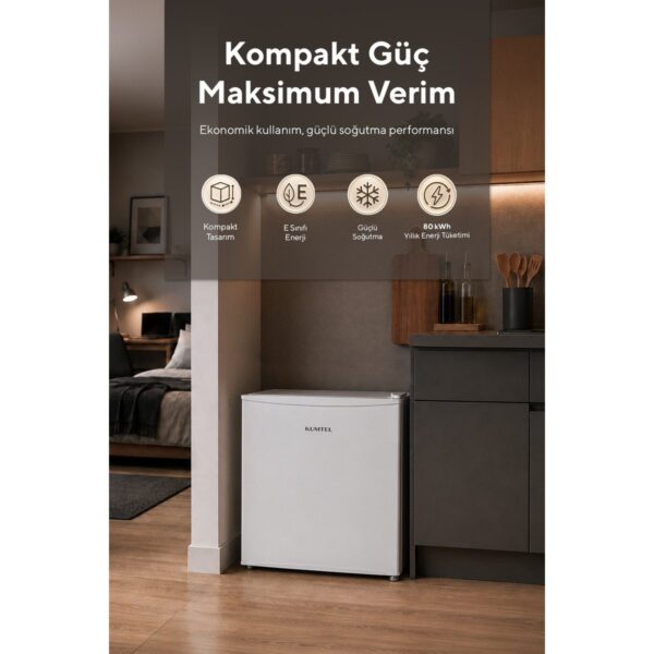 KUMTEL 43 L Mini Buzdolabı E Sınıfı Özellikleri ile Beyaz Renkli Büro Tipi