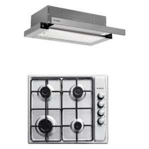 Kumtel Inox 2 Li Ankastre Set (Ocak-Aspiratör) 4 Gözü Gazlı Modern Mutfak Uyumlu HBCV00002LLLSY