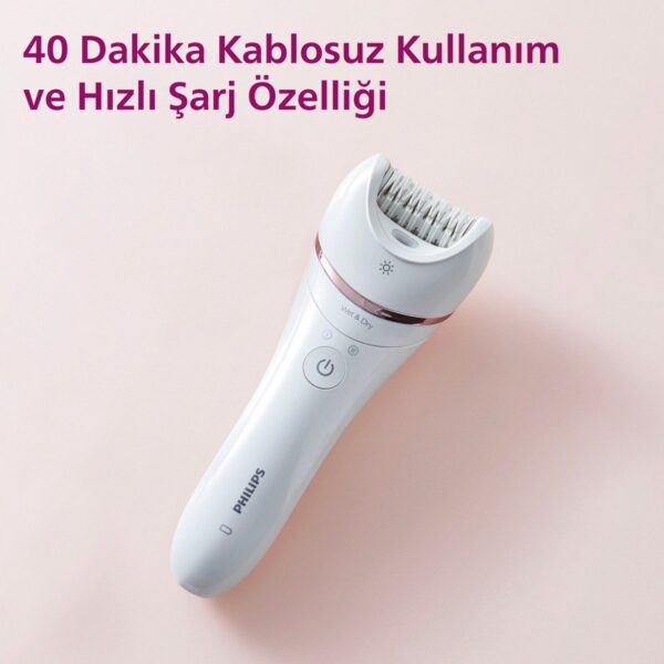 Philips BRE720/05 Epilatör (Yüz+Koltuk alti+Bikini Bölgesi+Bacak)Islak-Kuru,Işıklı,Kablosuz