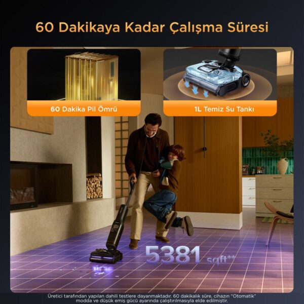 Roborock F25 Ultra Dikey Süpürge 29.6 V Güç Değeri ile Islak Kuru Temizlik İçin Akıllı Çözüm