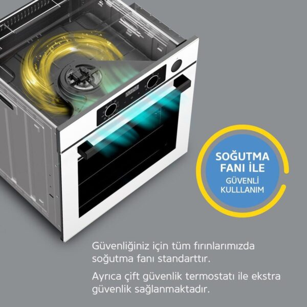 Simfer Ankastre Set Beyaz Dijital Power Turbo Fanlı Elektrikli Cam Ocaklı 2’li Set (Fırın+Elektrikli Ocak)