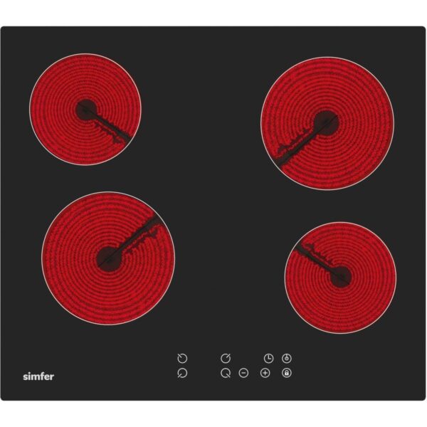 Simfer Ankastre Set Siyah Dijital Power Turbo Fanlı Elektrikli Cam Ocaklı 2’li Set (Fırın+Elektrikli Ocak)