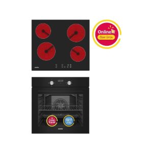 Simfer Ankastre Set Siyah Dijital Power Turbo Fanlı Elektrikli Cam Ocaklı 2'li Set (Fırın+Elektrikli Ocak) HBCV0000BVTXBM