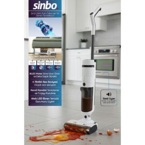 Sinbo SFC-4105 Beyaz Islak-Kuru Yüzey Temizleyici Şarjlı Kullanım ve 0,4 L Toz Haznesi ile HBCV0000ABNG2T