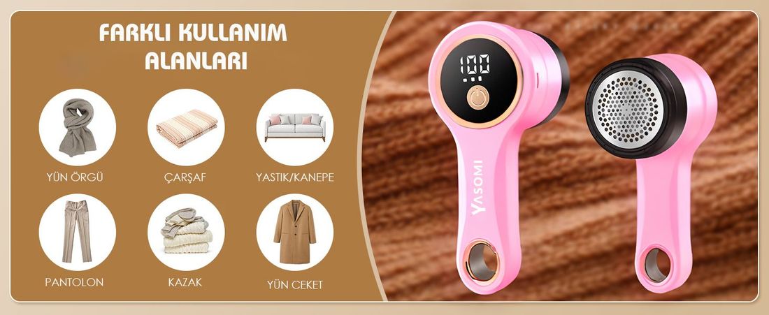 Yasomi Dn-31 Quilmate USB Şarj Edilebilir LED Ekran Tiftik-Tüy Toplama Makinesi